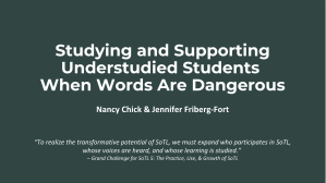 Studying and Supporting Understudied Students When Words Are&nbsp;Dangerous