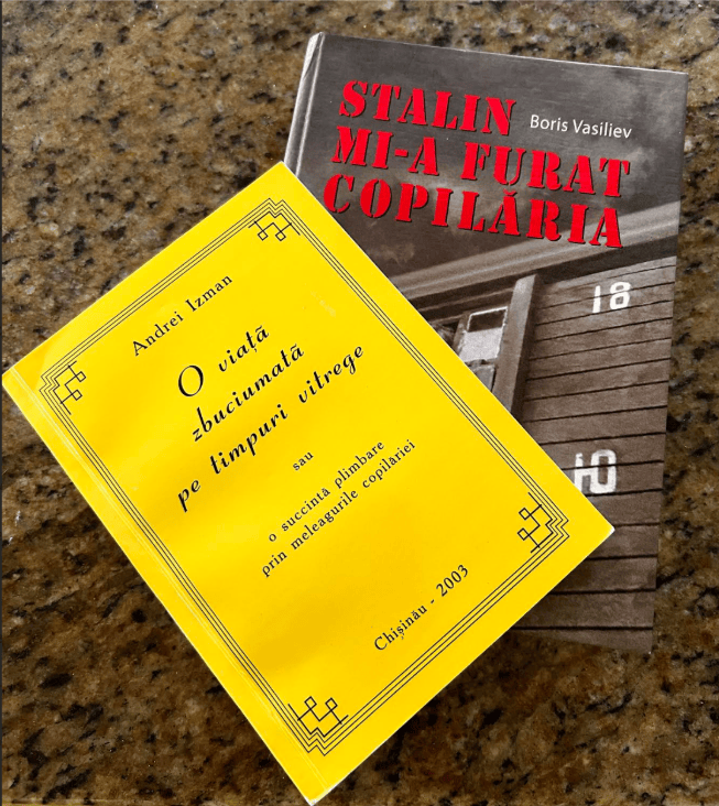 photograph of two books by the author's uncles, Andrei Izman and Boris Vasiliev